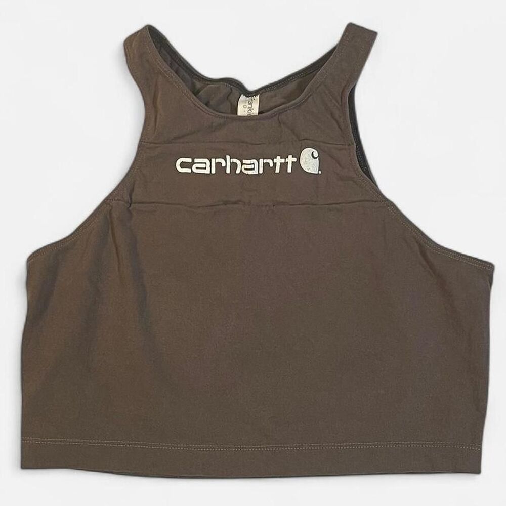 Carhartt Women's Brown and White Crop-top